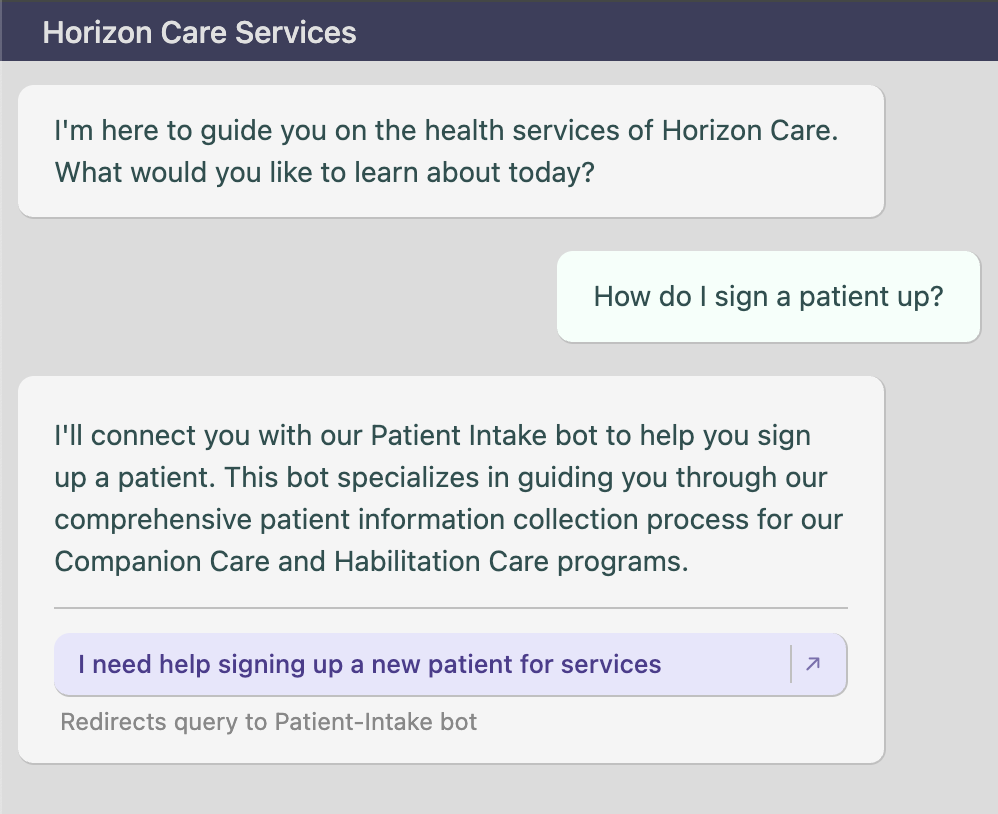 Triage bot routing to specialist
